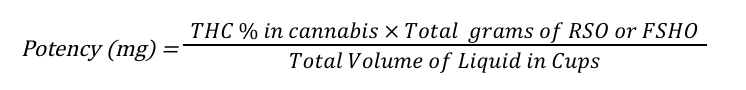 Formula to calculate the potency of infused oil by volume of liquid